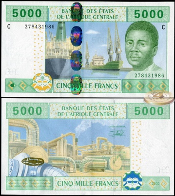 Чад (КФА Центр). 5000 франков (Unc) 2002