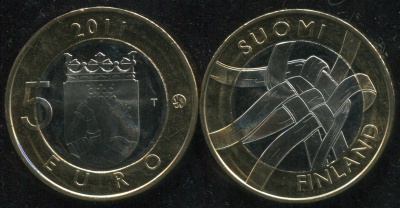 Финляндия. 5 евро. 2011 (Unc. Биметалл) Провинция Похьойс-Карьяла