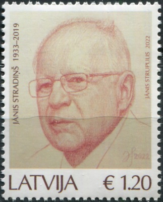 Латвия. 2022. Янис Страдыньш, химик и историк (Почтовая марка. MNH OG)