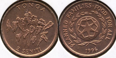 Тонга. 2 сенити. 1996 (Unc)
