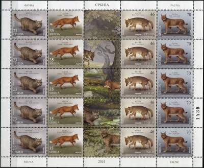 Сербия. 2014. Хищники (Малый лист. MNH OG)