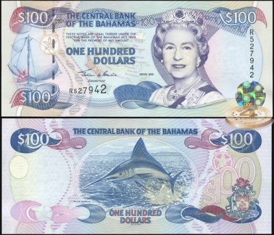 Багамские о-ва. 100 долларов (Unc) 2000