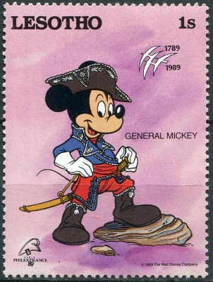 Лесото. 1989. Микки Маус генерал (Почтовая марка. MNH OG)