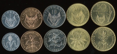 Руанда. Набор №2 (5 монет) 1977-87