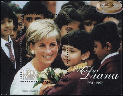 Уругвай. 1998. Принцесса Диана Уэльская [1961-1997] (Блок. MNH OG)