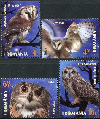 Румыния. 2022. Ночные птицы. Совы (Серия Почтовых марок. MNH OG)