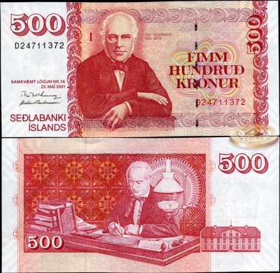 Исландия. 500 крон (Unc) 2001