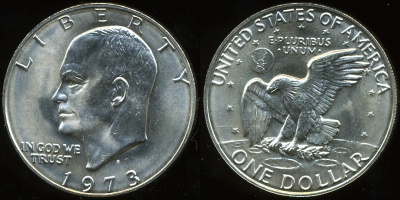 США. 1 доллар. Эйзенхауэр доллар. 1973 год (S). (Unc. Серебро) 