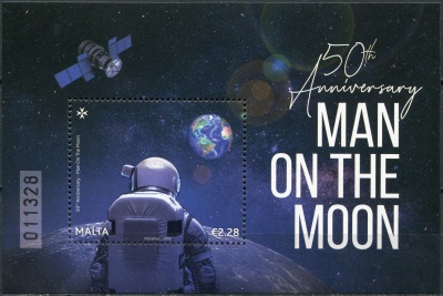 Мальта. 2019. 50-летие высадки на Луну (Почтовый блок. MNH OG)