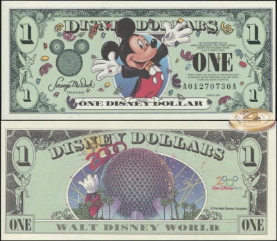 Disney Dollars. 1 доллар (Unc) 2000