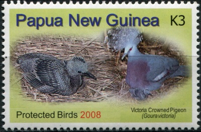 Папуа Новая Гвинея. 2008. Венценосный голубь (Почтовая марка. MNH OG)