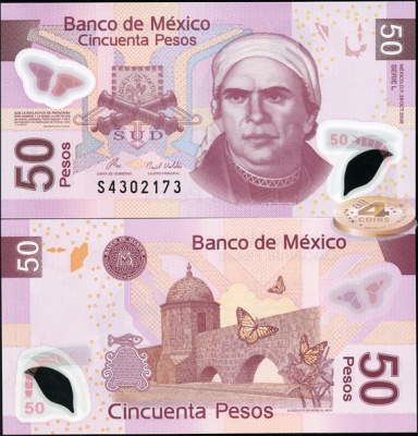 Мексика. 50 песо (Unc. Пластик) 2008