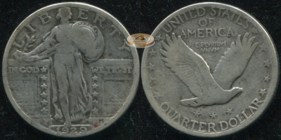 США. 25 центов [Квотер]. 1929.P (aVF. Серебро)