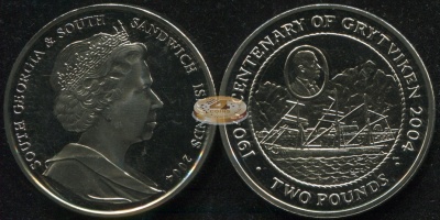 Южная Георгия и Южные Сандвичевы о-ва. 2 фунта. 2004 (Unc)