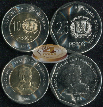 Доминиканская респ. Набор №1 (2 монеты. 1 биметалл) 2008