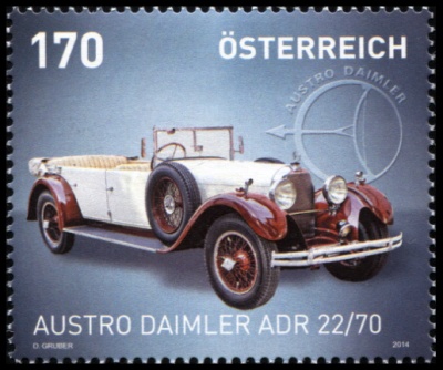 Австрия. 2014. Автомобиль Austro Daimler ADR 22/70 (1928-1931) (Почтовая марка. MNH OG)