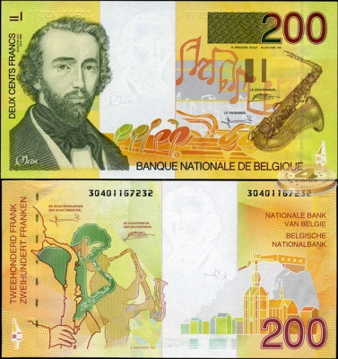 Бельгия. 200 франков (Unc) 1995