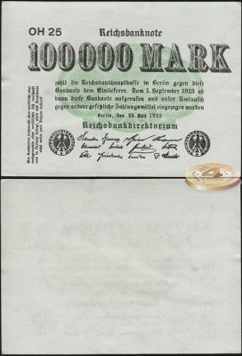 Германия (Веймарская респ.). 100000 марок (Unc) 1923