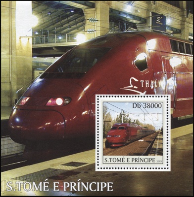 Сан-Томе и Принсипи. 2003. Скоростные поезда Thalys (Блок. MNH OG)