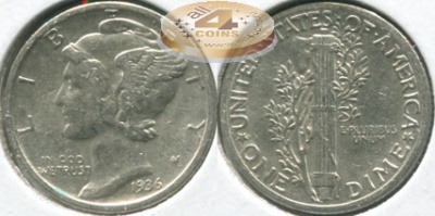 США. 10 центов [Дайм]. 1936 (XF. Серебро)