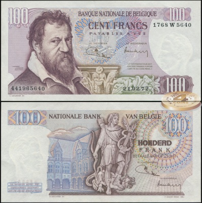 Бельгия. 100 франков (Unc) 1972