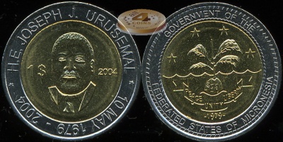 ФШ Микронезии. 1 доллар. 2004 (Unc. Биметалл)