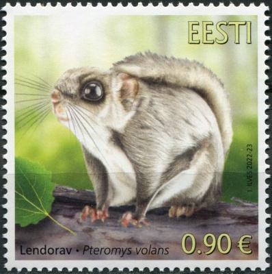 Эстония. 2022. Обыкновенная белка-летяга (Pteromys volans) (Почтовая марка. MNH OG)