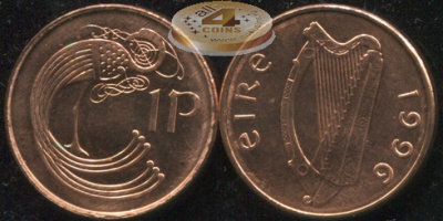 Ирландия. Монета 1 пенни. 1996 (KM#20a. Unc)