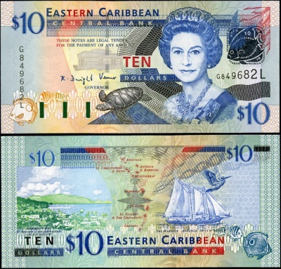 Восточные Карибы (Сент-Люсия). 10 долларов (Unc) 2003