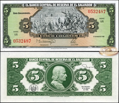 Сальвадор. 5 колонов (Unc) 1988