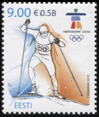 Эстония. 2010. XXI Зимние Олимпийские игры. Ванкувер 2010 (Почтовая марка. MNH OG)
