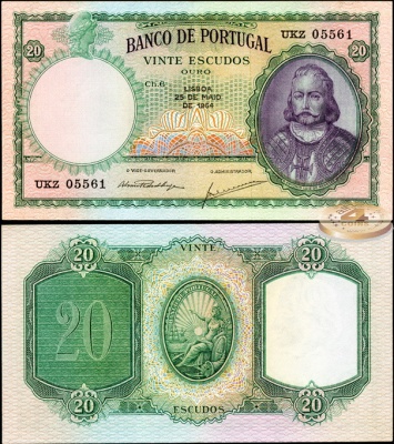 Португалия. 20 эскудо (aUnc++) 1954