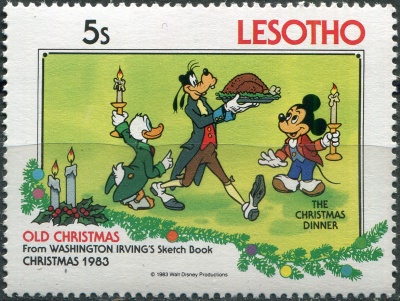 Лесото. 1983. Рождество - Дисней - Рождественский ужин (Почтовая марка. MNH OG)