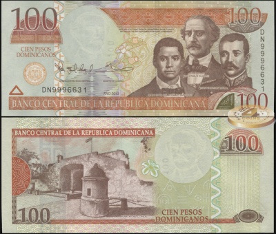 Доминиканская республика. 100 песо доминикано (Unc) 2013