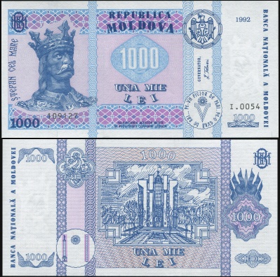 Молдова. Банкнота 1000 леев. 1992(2003). Unc. Бумага. Кат.# P.18