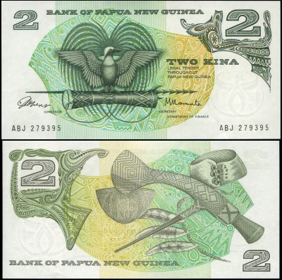 Папуа Новая Гвинея. Банкнота 2 кина. ND(1975). Unc. Бумага. Кат.# P.1a