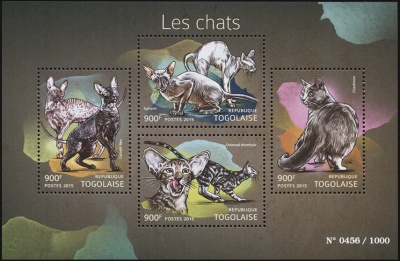 Того. 2015. Кошки. Выпуск 1 (Блок. MNH OG)