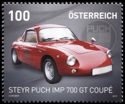 Австрия. 2015. Автомобиль Steyr Puch IMP 700 GT Coupé (Почтовая марка. MNH OG)