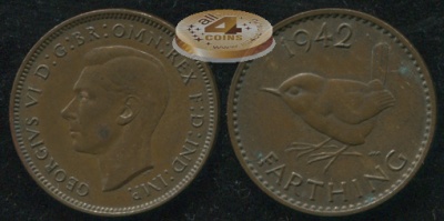 Великобритания. 1 фартинг. 1942 (aUnc)