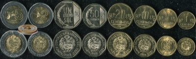 Перу. Набор №9 (8 монет. 2 биметалла) 1998-2008