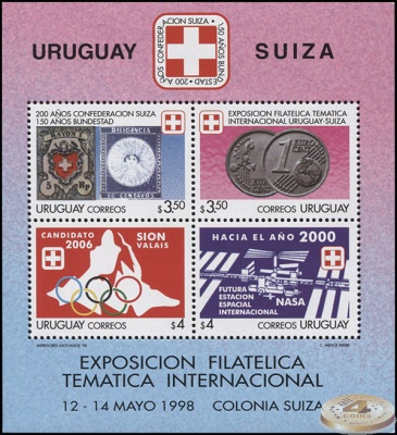 Уругвай. 1998. 200 лет Швейцарской Конфидерации (Малый лист. MNH OG)