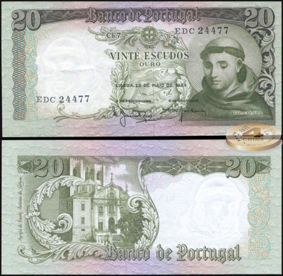 Португалия. 20 эскудо (Unc) 1964