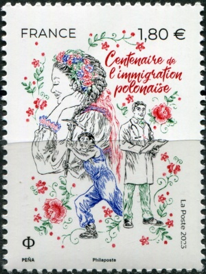 Франция. 2023. 100-летие польской иммиграции во Францию (Почтовая марка. MNH OG)