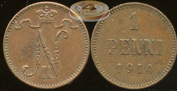 Финляндия (Российская). 1 пенни. 1914 (XF)