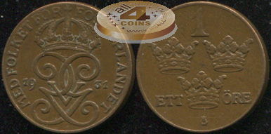 Швеция. 1 эре. 1931 (XF)