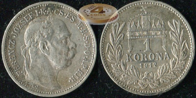 Австро-Венгрия (Венгрия). 1 корона. 1912 (XF. Серебро)