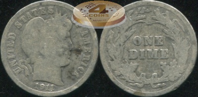 США. 10 центов (Дайм). 1911 (G. Серебро)