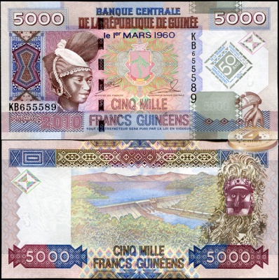 Гвинея. 5000 франков (Unc) 2010