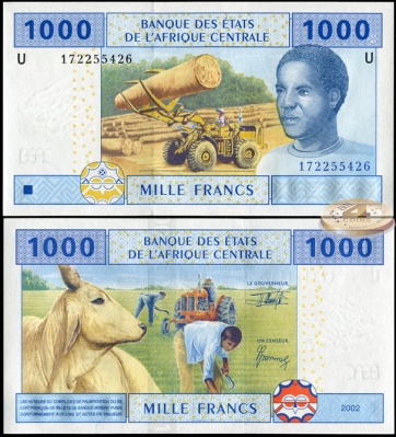 Камерун (КФА Центр). 1000 франков (Unc) 2002