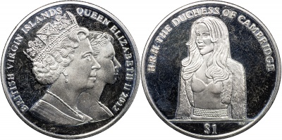 Британские Виргинские о-ва. Монета 1 доллар. 2012 (KM#NL. Unc) Кейт Миддлтон